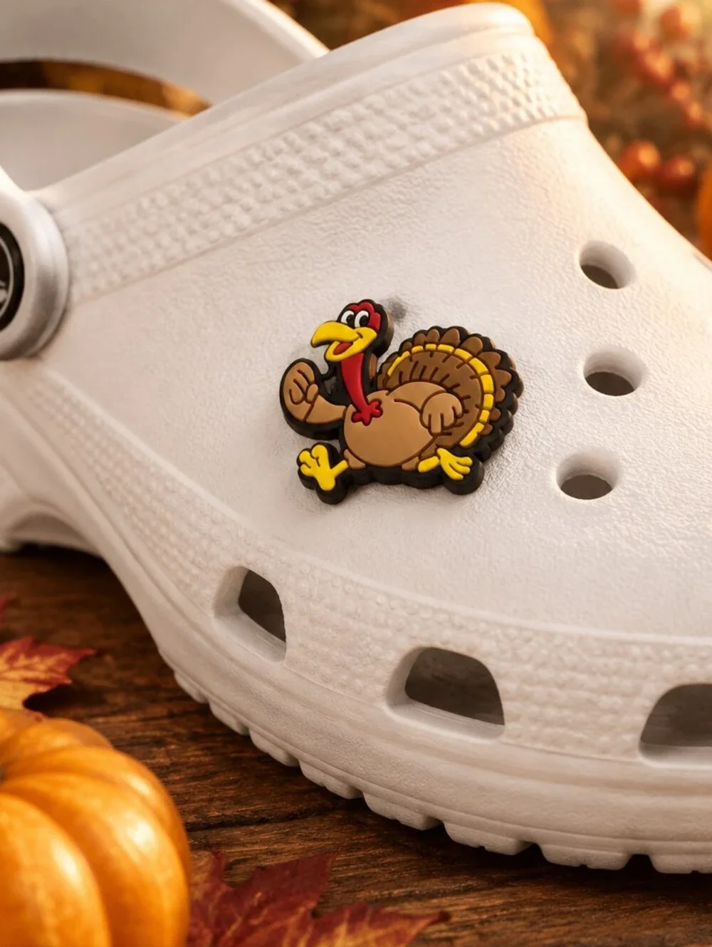 Thanksgiving Turkey Trot Croc Charm Cute Fall Autumn Running Shoe Jibbitz Style
